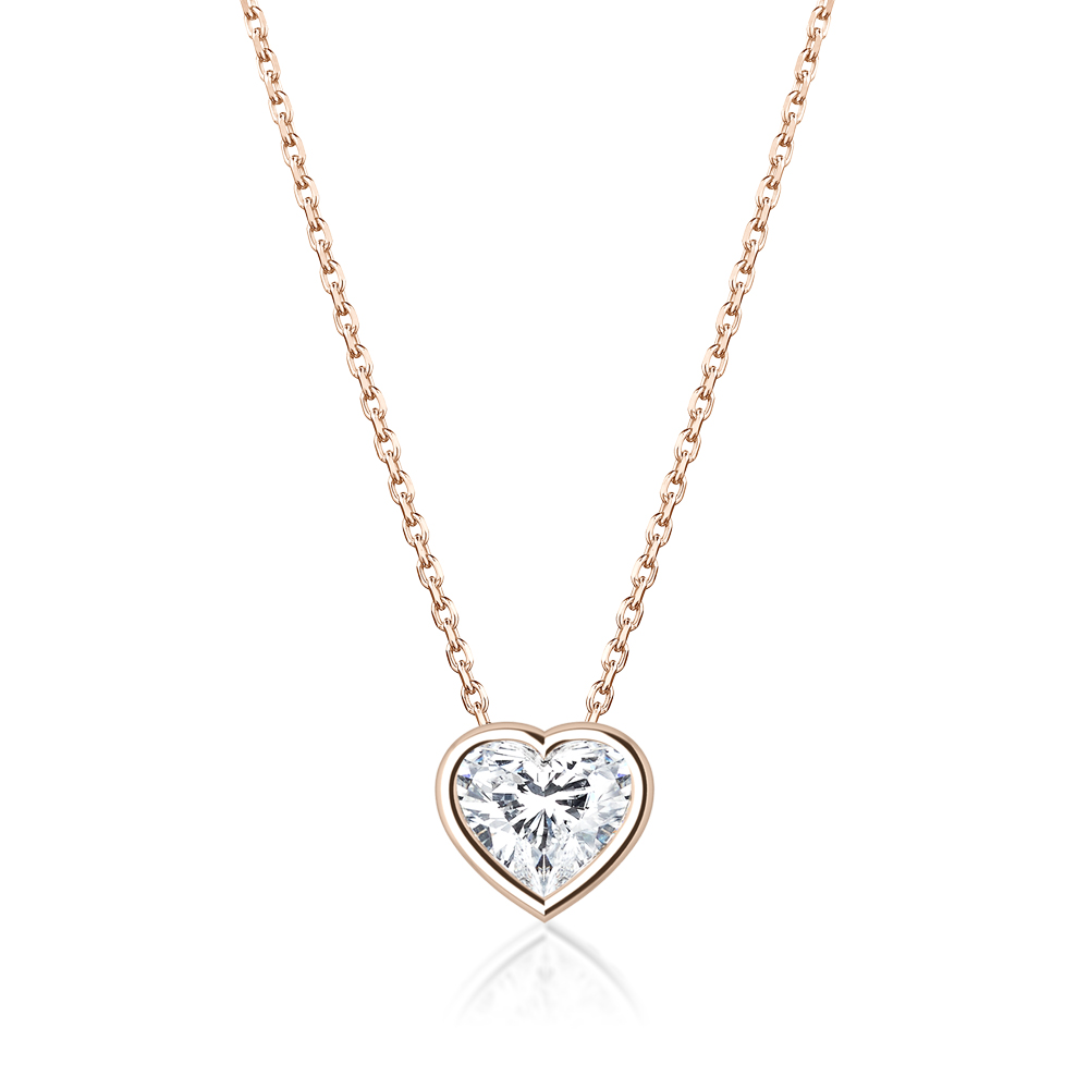 Classic-Heart 30分-1克拉心形鑽石包鑲單鑽項鍊