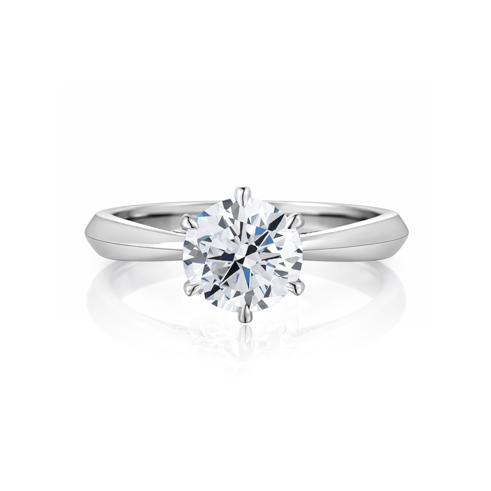 Classic-Round 1克拉圓形經典六爪婚戒鑽戒